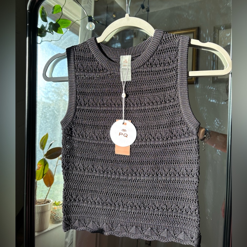PQ Black Cable Knit Sweater Vest NEW W TAGS